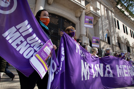 Manifestación de Ni Una Menos en los tribunales de Santa Fe hace dos semanas.