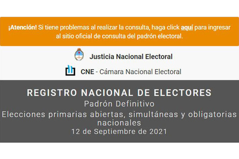 Dónde voto en las PASO: el lugar y la mesa se puede consultar por Internet.