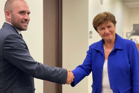 El saludo del ministro Guzmán y la directora del FMI previo al encuentro 