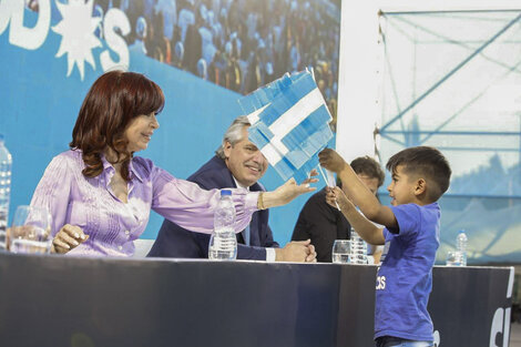 Cristina Kirchner y Alberto Fernández en el acto de cierre del Frente de Todos.