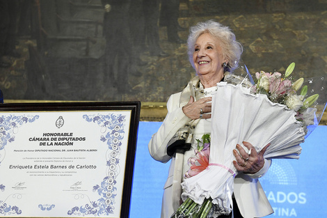 La Cámara de Diputados reconoció a Estela de Carlotto con la Mención de Honor "Juan Bautista Alberdi"