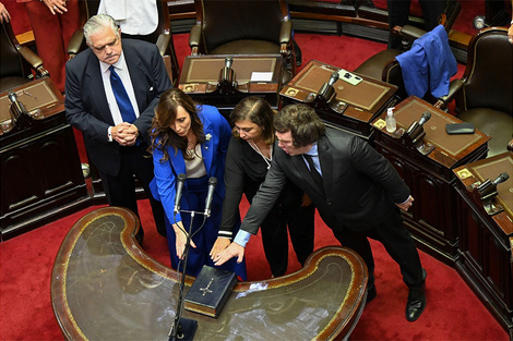 “Hoy juré ante Dios, la Patria, sobre los Santos Evangelios y x las víctimas del terrorismo”, escribió la flamante diputada.