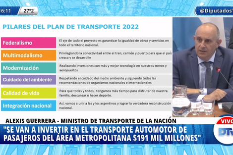 Diputados: El ministro Guerrera expuso sobre el presupuesto 2022 en materia de transporte 