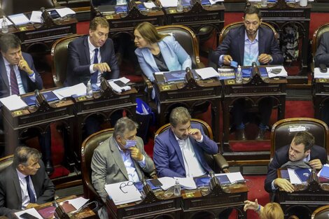 La bancada de JxC, en la sesión de la Cámara de Diputados que trató el presupuesto, la semana pasada.