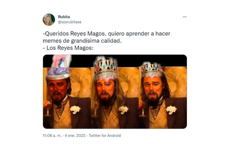 El meme de Leo Di Caprio dijo presente el día de los Reyes Magos: "Quiero aprender a hacer memes de calidad" (Crédito: @SoyRubitaaa) 