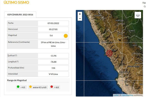 Perú: un sismo de 5.6 grados hizo temblar a Lima y otras zonas del país