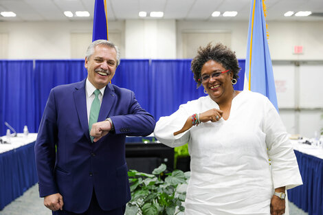 El presidente Alberto Fernández se reunió con la primer ministra de Barbados Mia Mottley.