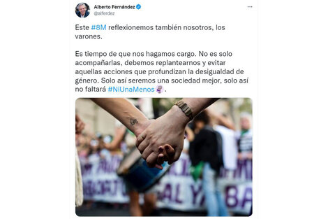 El llamado de Alberto Fernández a los varones en el 8M