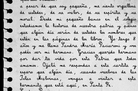 Una carta enviada por una alumna de cuarto grado a un soldado desconocido.