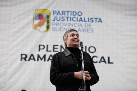 Máximo Kirchner en el plenario de la rama sindical del PJ bonaerense organizado en el predio de Luz y Fuerza.