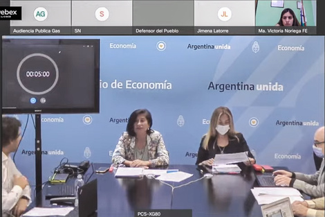 Maggie Videla, subsecretaria de Hidrocarburos, presidió la audiencia pública virtual.