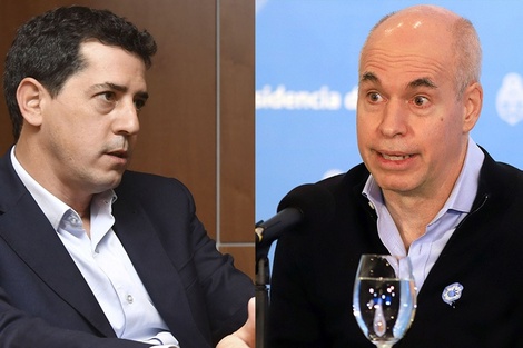 El ministro del Interior, Eduardo "Wado" de Pedro y el jefe de gobierno porteño, Horacio Rodríguez Larreta.