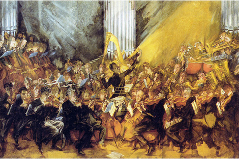 Orchestra (obra de Max Oppenheimer sobre Mahler dirigiendo la Sinfónica de Viena).