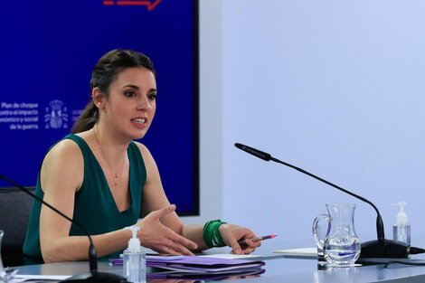 La ministra de Igualdad de España, Irene Montero, durante la rueda de prensa tras el Consejo de Ministros celebrado este martes.