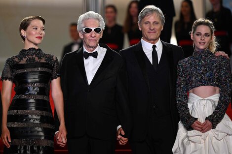 Léa Seydoux, David Cronenberg, Viggo Mortensen y Kristen Stewart en Cannes. 