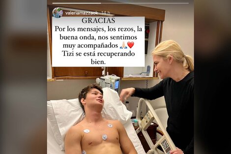 Recuperación. Tizziano Gravier, junto a Valeria Mazza, tras haber sido operado. 