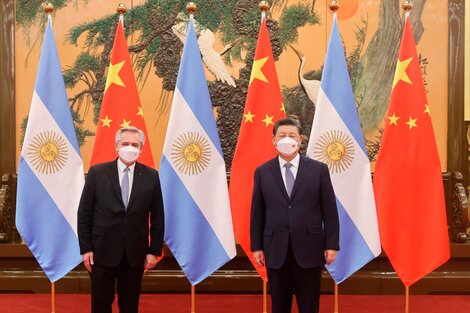 El presidente, Alberto Fernández, junto a su par de China, Xi Jinping. 