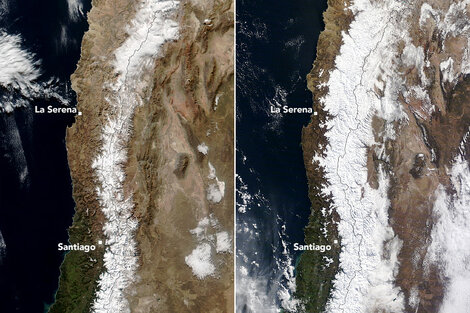 Un satélite de la NASA captó imágenes muy inusuales de la cordillera 