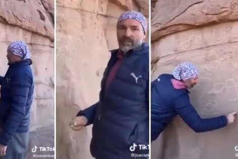 Vandalismo en Talampaya. Javier Cardussi se filmó haciendo pintadas en ese parque nacional y luego subió el video a TikTok.