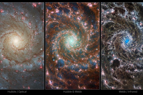 Las imágenes obtenidas en la combinación de distintos observatorios y métodos. Imagen: NASA