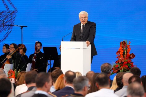 El presidente alemán, Frank-Walter Steinmeier, durante la ceremonia (Fuente: AFP)