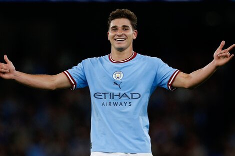 Julián Álvarez ya anotó tres goles oficiales con la camiseta del Manchester City. (Foto: NA)