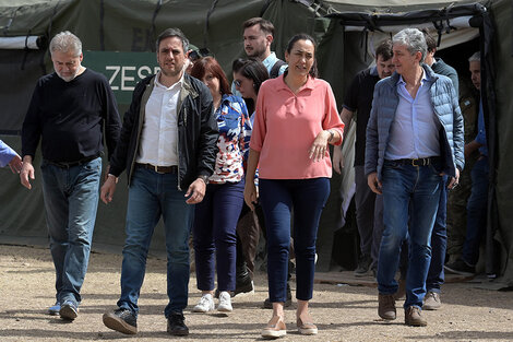 El ministro Cabandié y la ministra provincial Gonnet ayer en Alvear.