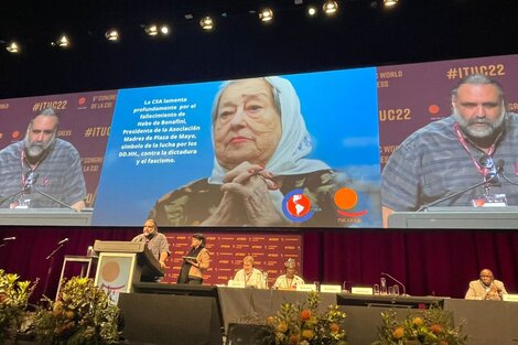 Representantes sindicales de todo el mundo homenajearon a Hebe de Bonafini