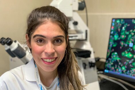 Florencia González Lizárraga,becaria posdoctoral del Conicet y una de las autoras del proyecto, entre el Instituto de Investigación en Medicina Molecular y Celular Aplicada, en Tucumán, y el Instituto del Cerebro de París (Francia) (Foto: Prensa Conicet)