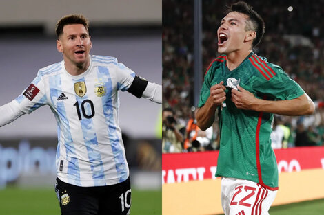 Lionel Messi, capitán de Argentina, y Hirving Lozano, estrella del seleccionado mexicano. Imagen: EFE/EFE.