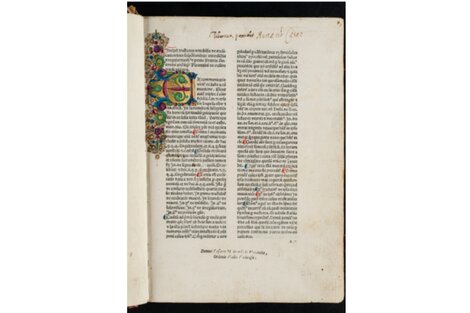 Antonino de Florencia, De censuris ecclesiasticis, sive de
excommunicationibus. De sponsalibus et matrimonio. Venecia:
Johannes de Colonia & Johannes Manthen, 1474. Buenos Aires,
Biblioteca Nacional Mariano Moreno (BNMM), 000113573