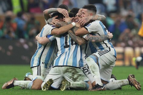 Festejo del alama de los jugadores argentinos. 