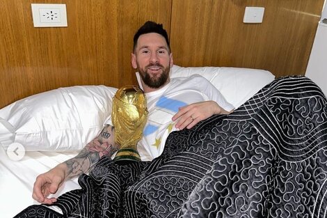 Leo Messi con la Copa del Mundo. Imagen: @leomessi