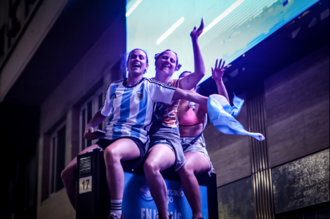 Celebraciones en el Obelisco el Domingo después del partido. 