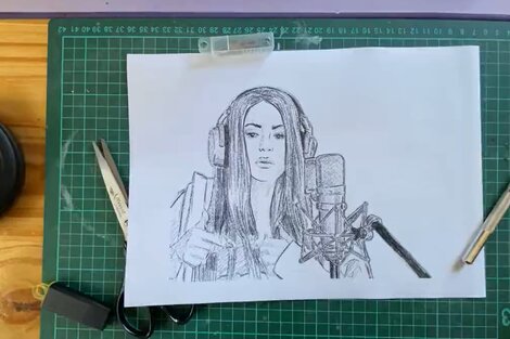 Dibujo Shakira Bizarrap Music Session. Imagen: captura @julitaconde