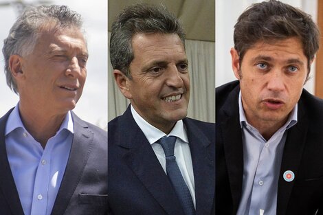 Mauricio Macri, Sergio Massa y Axel Kicillof.