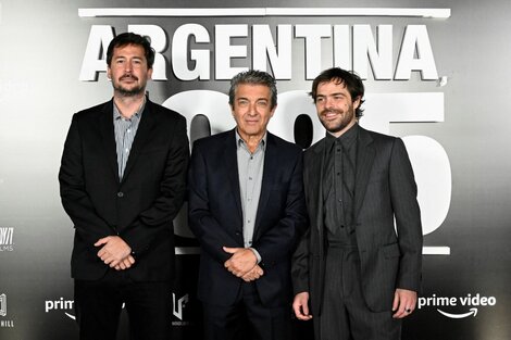 Santiago Mitre, Ricardo Darín y Peter Lanzani. Imagen: NA