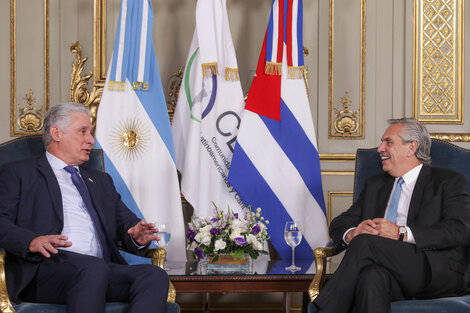 El presidente de Cuba, Miguel Díaz Canel, y Alberto Fernández. 