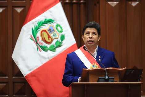 Presidente Pedro Castillo hablando ante el Congreso el 28 de julio / Presidencia de Perú 