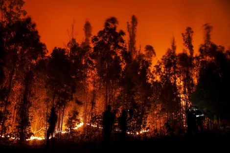 Bomberos en la localidad de Puren