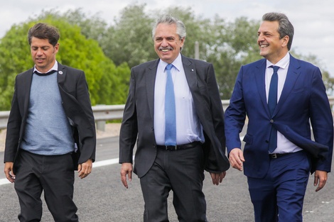 Axel Kicillof, Alberto Fernández y Sergio Massa.