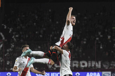 El festejo del Beltrán, por el gol que definió el partido sobre el final.