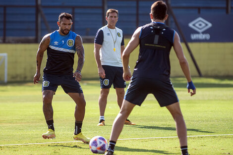 Walter Montoya ayer, en el entrenamiento canaya.