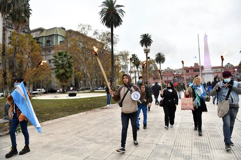 “Todos presos, muertos o exiliados", decían las convocatorias de Revolución Federal contra el oficialismo.  (Fuente: Enrique García Medina)