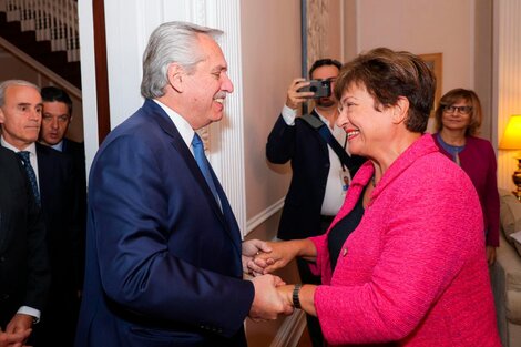 Alberto Fernández junto a Kristalina Georgieva, titular del FMI. (Fuente: NA)
