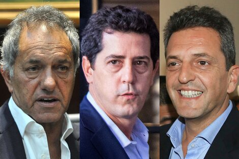 Daniel Scioli, Wado De Pedro y Sergio Massa.