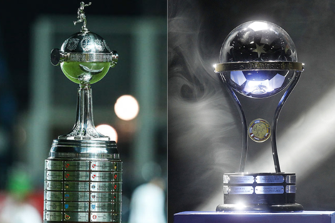 Los trofeos de la Copa Libertadores y de la Sudamericana. 