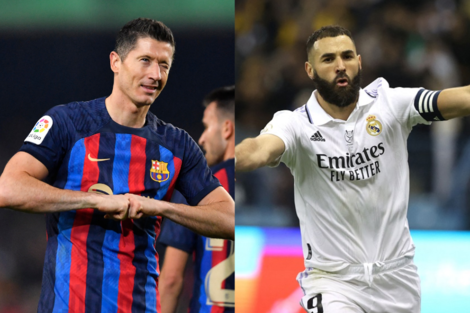 Robert Lewandowski y Karim Benzema, los goleadores del Barcelona y del Real Madrid, serán titulares.