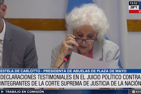 Estela De Carlotto y Germán Garavano expusieron en la comisión de Juicio Político a la Corte Suprema