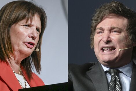 La titular del PRO (hoy de licencia) Patricia Bullrich y el diputado "libertario" Javier Milei. (Fuente: NA)